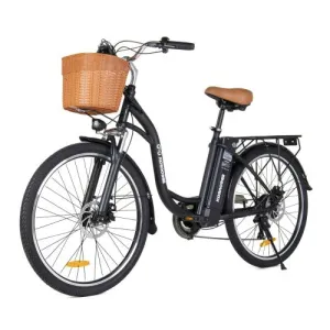 2025 KORNORGE C6 Electric Bike, 26" City Commuter E-Bike with 350W Motor, LED Headlight, Shimano 7-Speed, 3 Modes, 15.5 MPH Max Speed