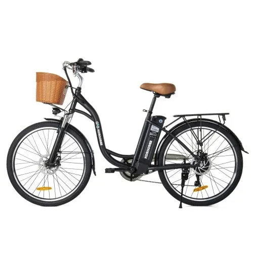 2025 KORNORGE C6 Electric Bike, 26" City Commuter E-Bike with 350W Motor, LED Headlight, Shimano 7-Speed, 3 Modes, 15.5 MPH Max Speed