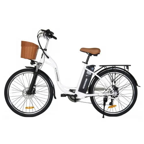 2025 KORNORGE C6 Electric Bike, 26" City Commuter E-Bike with 350W Motor, LED Headlight, Shimano 7-Speed, 3 Modes, 15.5 MPH Max Speed