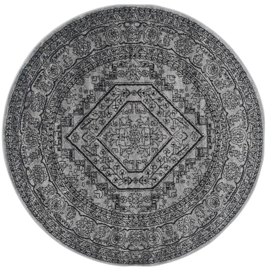 Adirondack Antique Silver/Black Round Rug