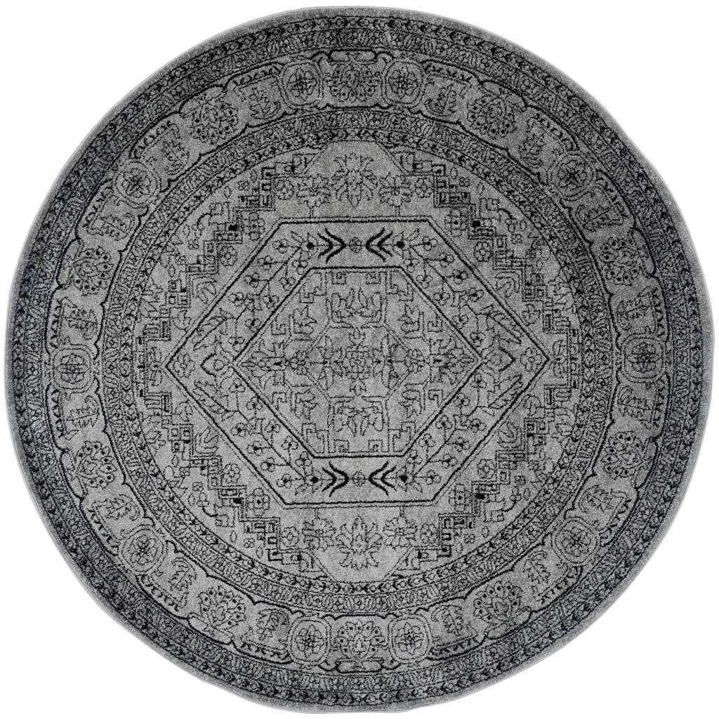 Adirondack Antique Silver/Black Round Rug