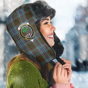 Anderson Tartan Winter Trapper Hat with Family Crest