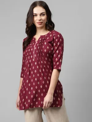 Anubhutee Women Maroon  Beige Printed Straight Kurta