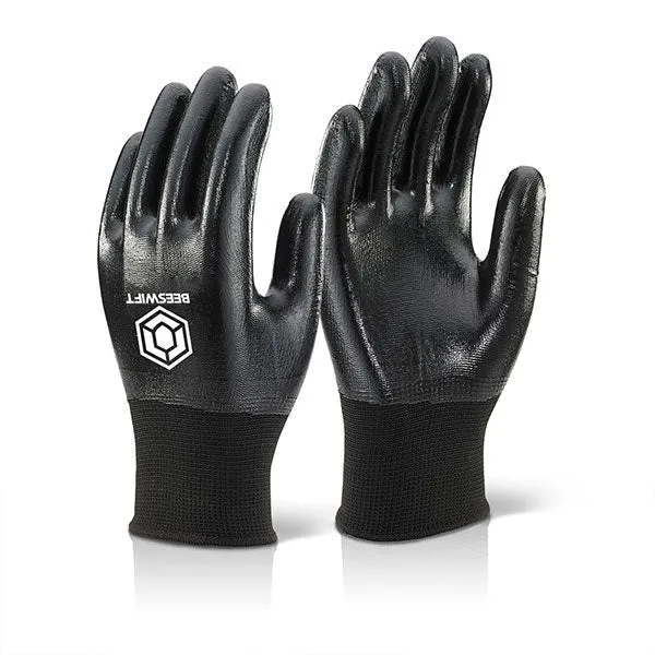 Beeswift Nitrile Fully Coated Polyester Gloves - {ALL COLOURS / SIZES}