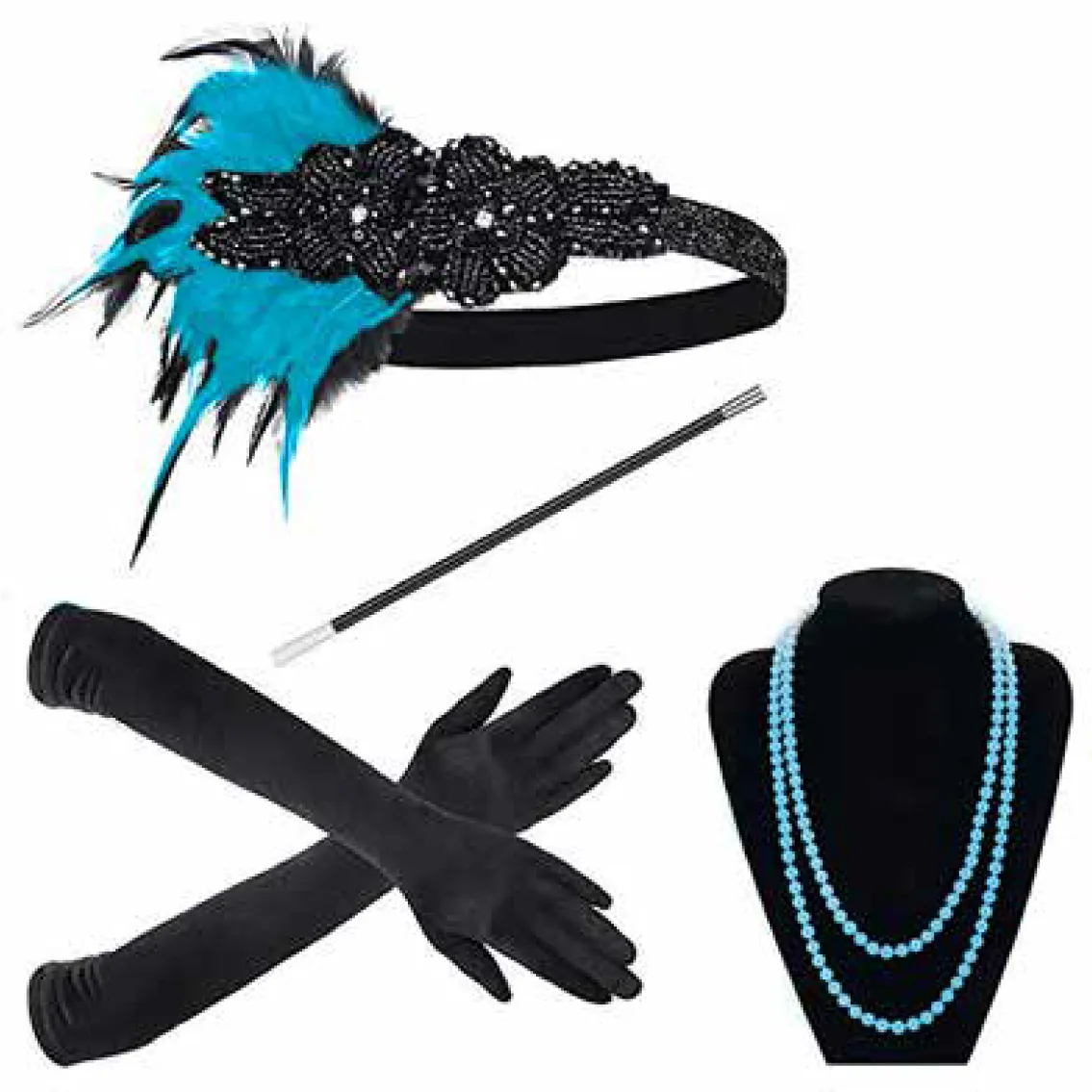 Blue 1920s Gatsby Flapper Set