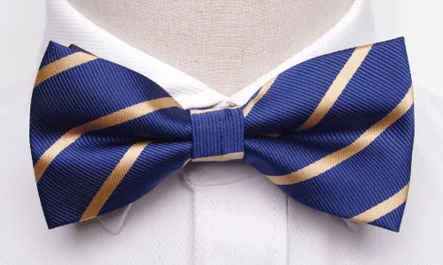 Classy Men Gold Striped Bow Tie