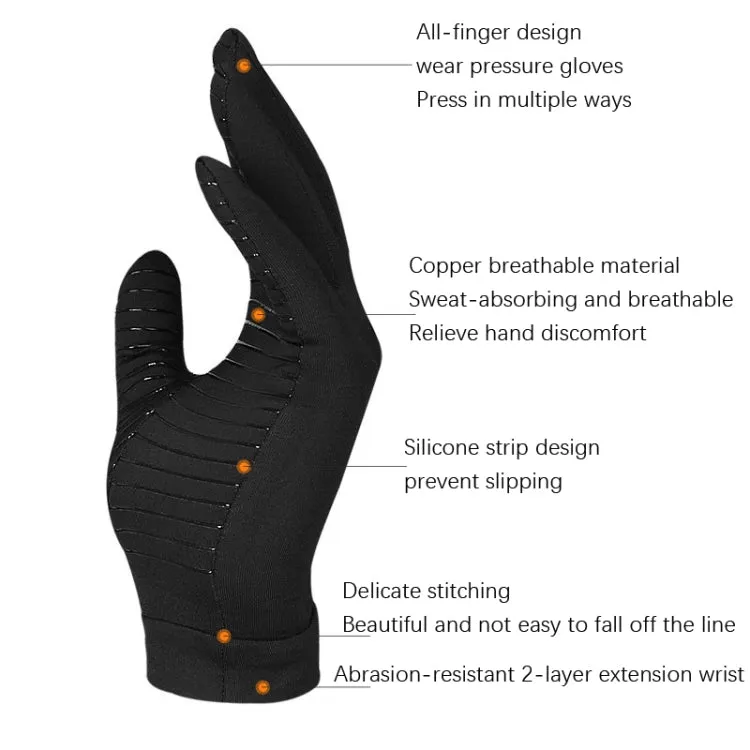 Copper Fiber Pressure Sports Fitness Anti-Slip Gloves, Size: M