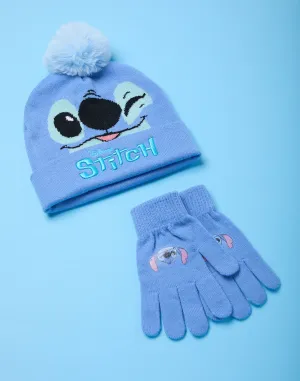 Disney Lilo & Stitch Girls Beanie Hat & Gloves Set