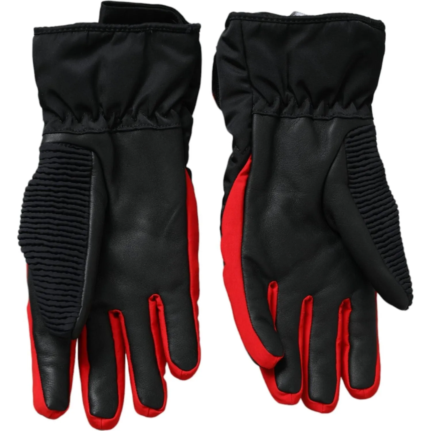 Dolce & Gabbana Black Red Nylon Wrist Length Gloves