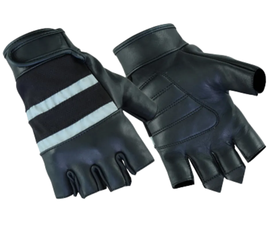 Fingerless Reflective Leather Riding Gloves