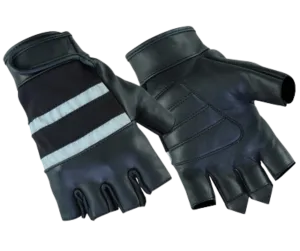 Fingerless Reflective Leather Riding Gloves