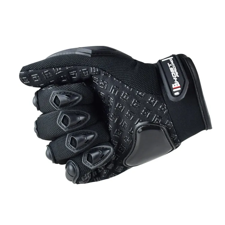 GHOST RACING Motorcycle Riding Anti-fall Breathable Rubber Shell Touch Screen Gloves, Size: M(Black)