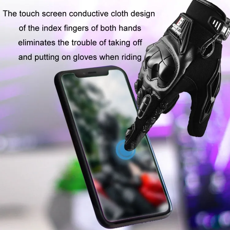 GHOST RACING Motorcycle Riding Anti-fall Breathable Rubber Shell Touch Screen Gloves, Size: M(Black)