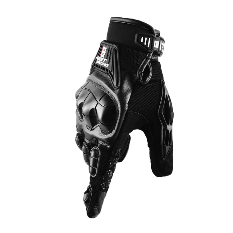 GHOST RACING Motorcycle Riding Anti-fall Breathable Rubber Shell Touch Screen Gloves, Size: M(Black)