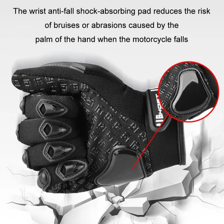 GHOST RACING Motorcycle Riding Anti-fall Breathable Rubber Shell Touch Screen Gloves, Size: M(Black)