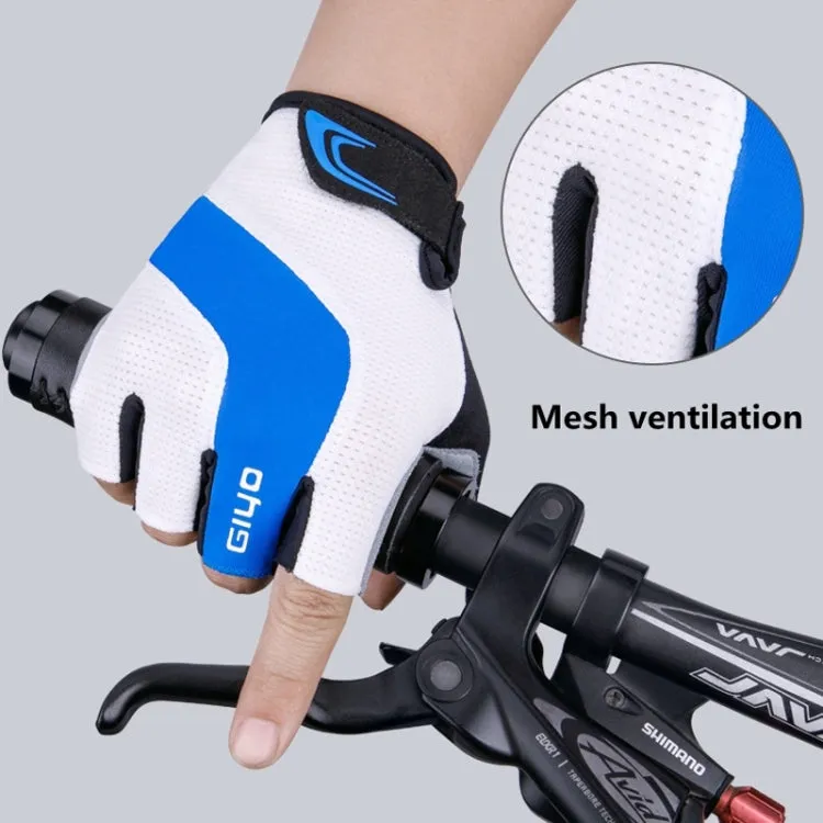 GIYO S-14 Bicycle Half Finger Gloves GEL Shock Absorbing Palm Pad Gloves, Size: L(Blue)