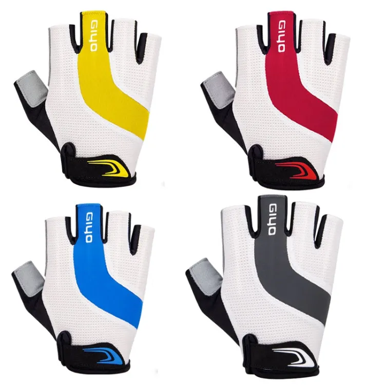 GIYO S-14 Bicycle Half Finger Gloves GEL Shock Absorbing Palm Pad Gloves, Size: L(Yellow)