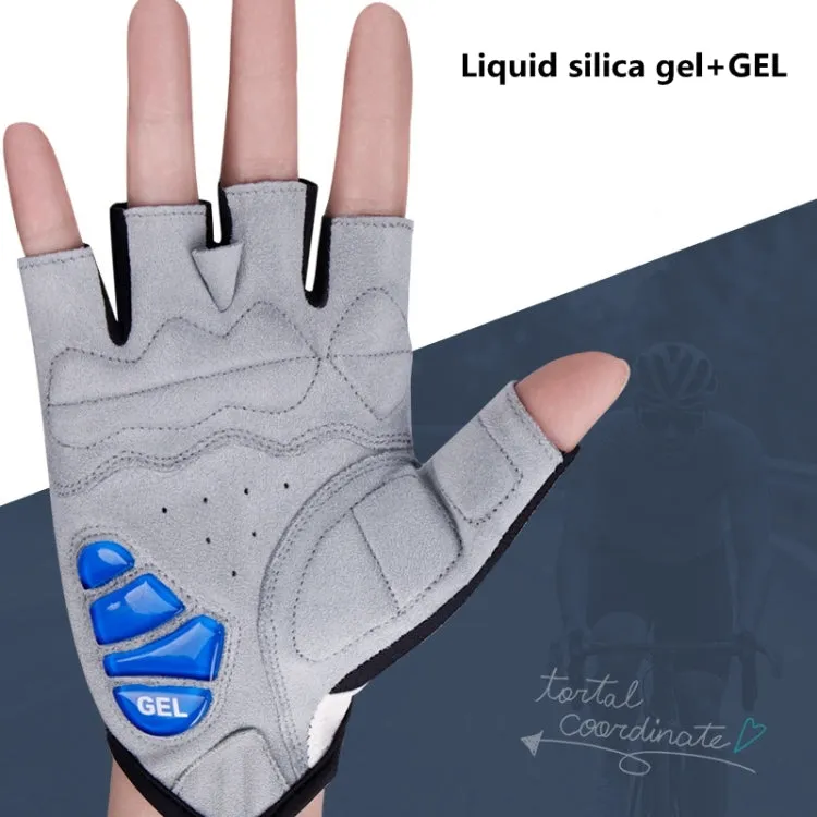 GIYO S-14 Bicycle Half Finger Gloves GEL Shock Absorbing Palm Pad Gloves, Size: XXL(Gray)