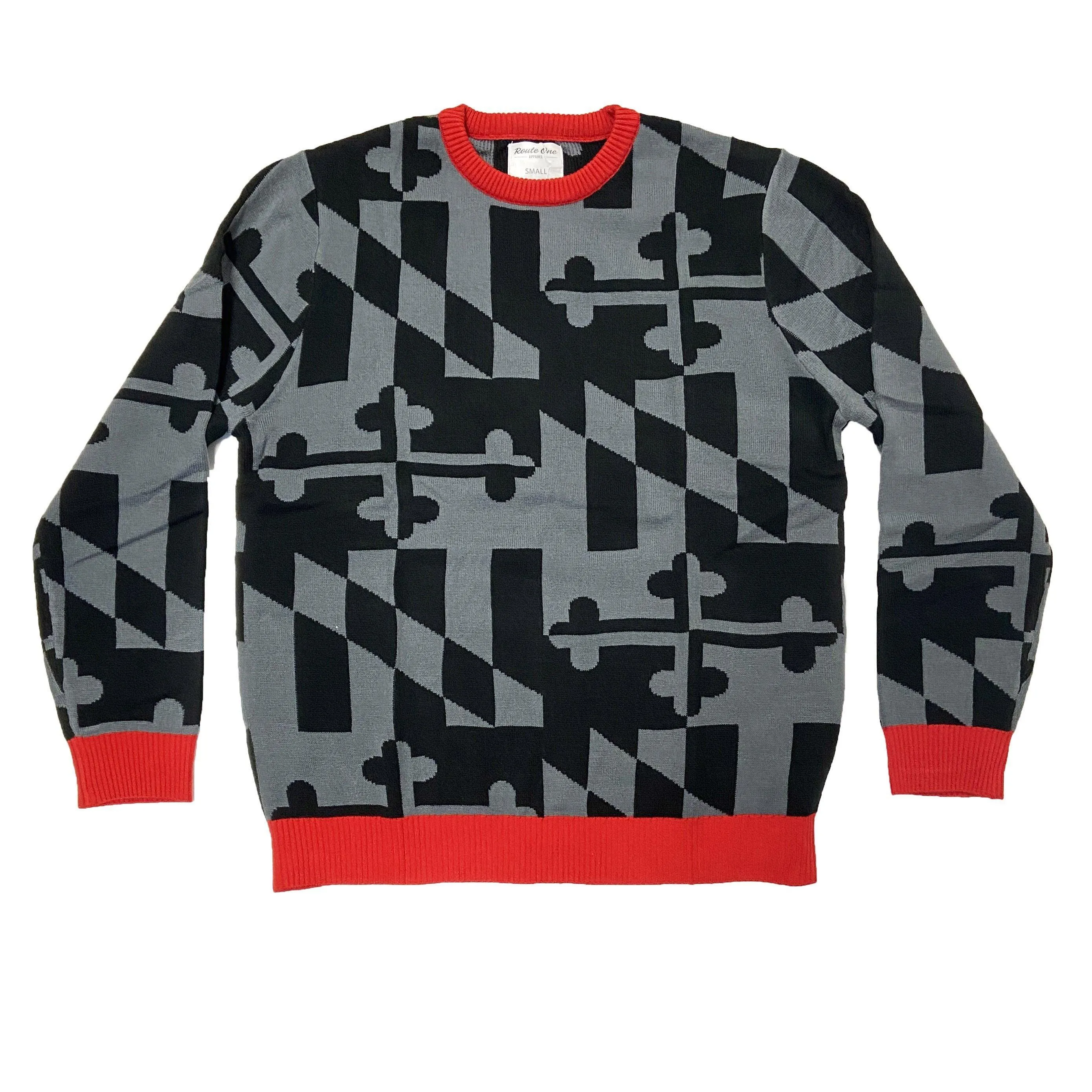 Greyscale Maryland Flag Pattern / Knit Sweater