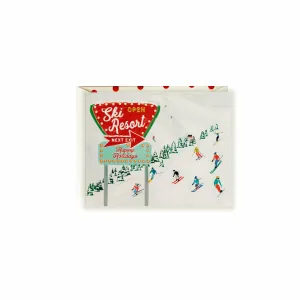 Happy Holidays Card with Ski Resort Theme and Matching Envelope