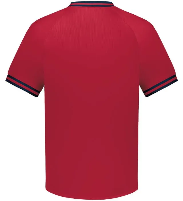 Holloway Scarlet Red/Navy Youth Retro V-Neck Baseball Jersey