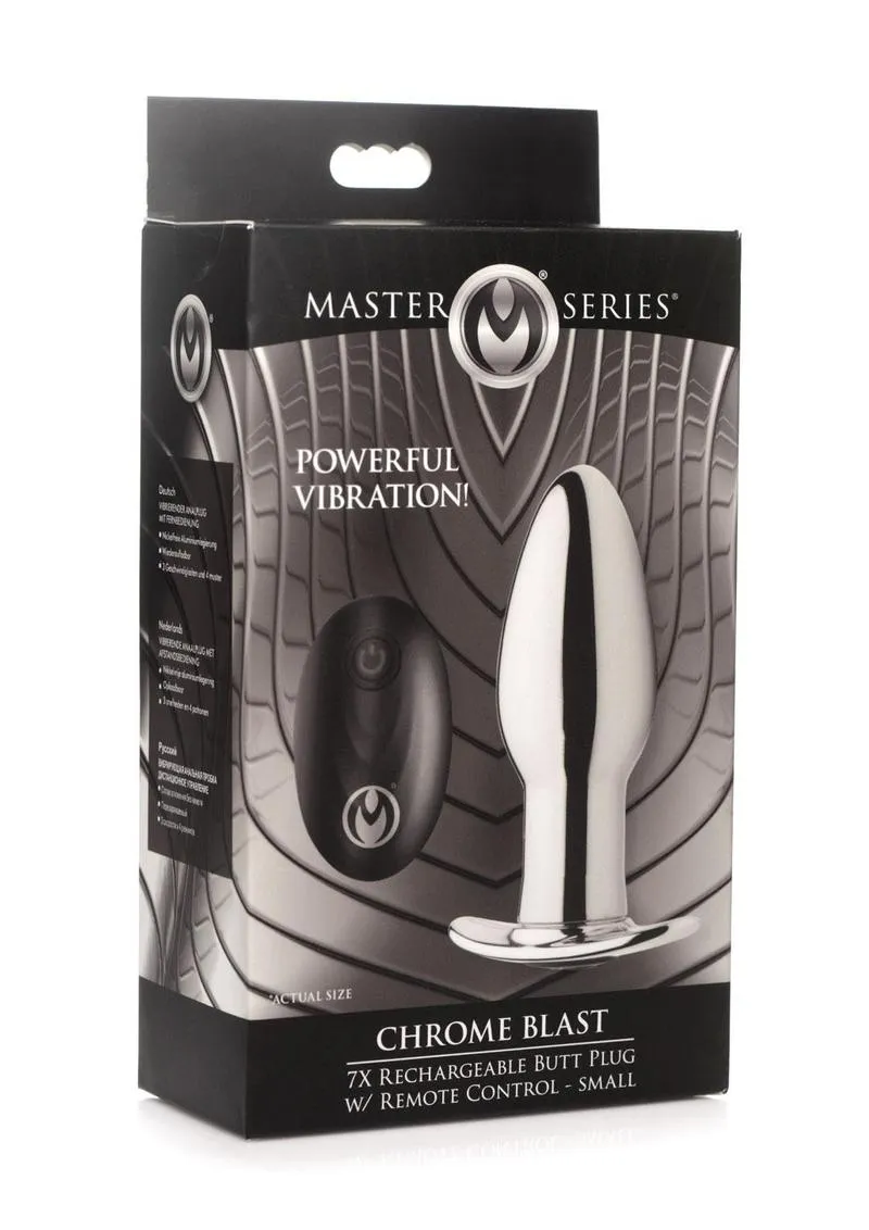 Master Series Chrome Blast 7x Rechargeable Anal Plug with Remote Control