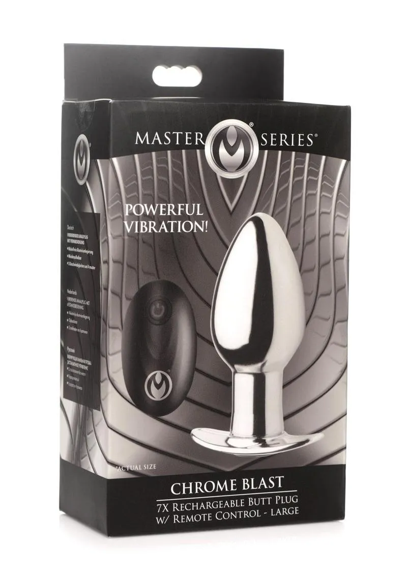 Master Series Chrome Blast 7x Rechargeable Anal Plug with Remote Control