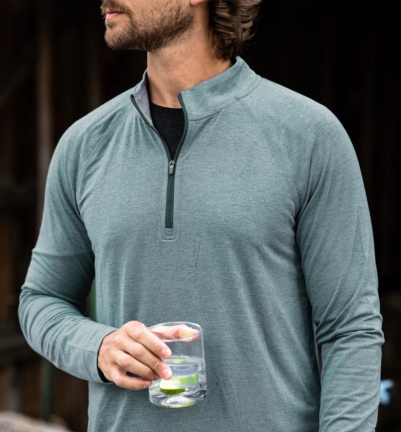 Men's Bamboo Flex Quarter Zip - Heather Graphite