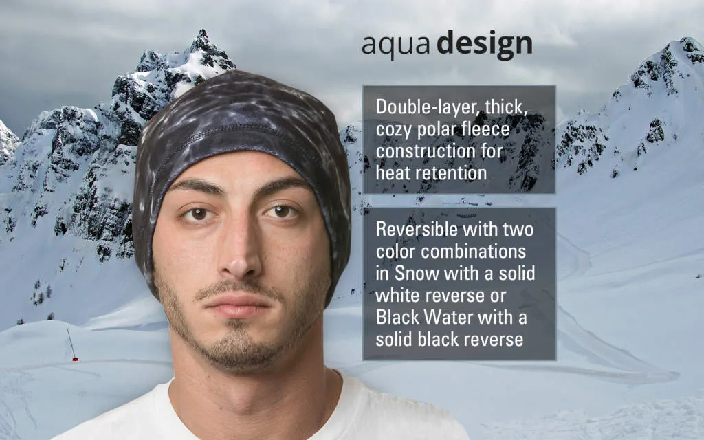 Mens Reversible Polar Fleece Beanie Winter Hat | Aqua Design