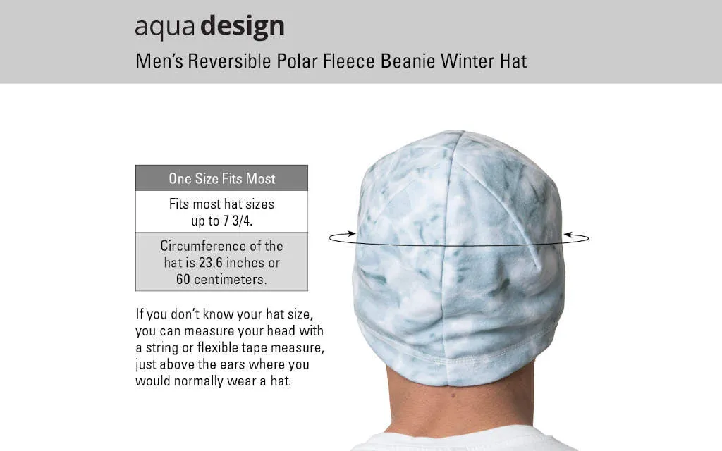 Mens Reversible Polar Fleece Beanie Winter Hat | Aqua Design