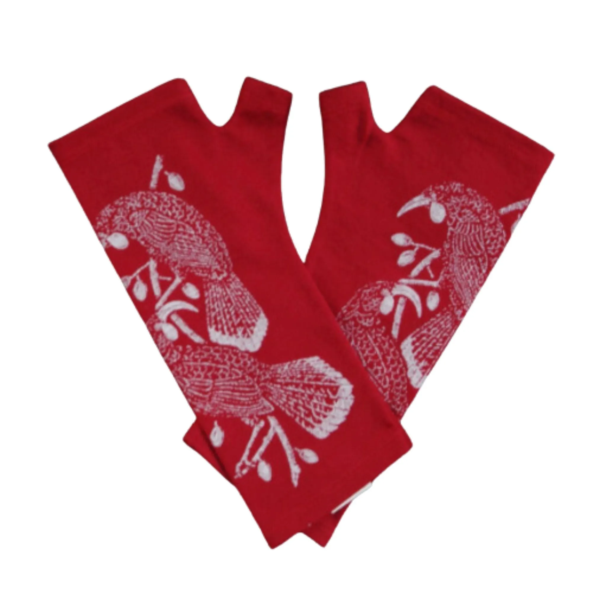 Merino Wool Gloves - Red Huia