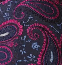 Navy & Fuscia Paisley Pocket Square