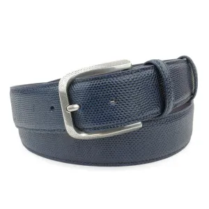 Navy Blue Tone Carung Texture Dimple Prong Belt