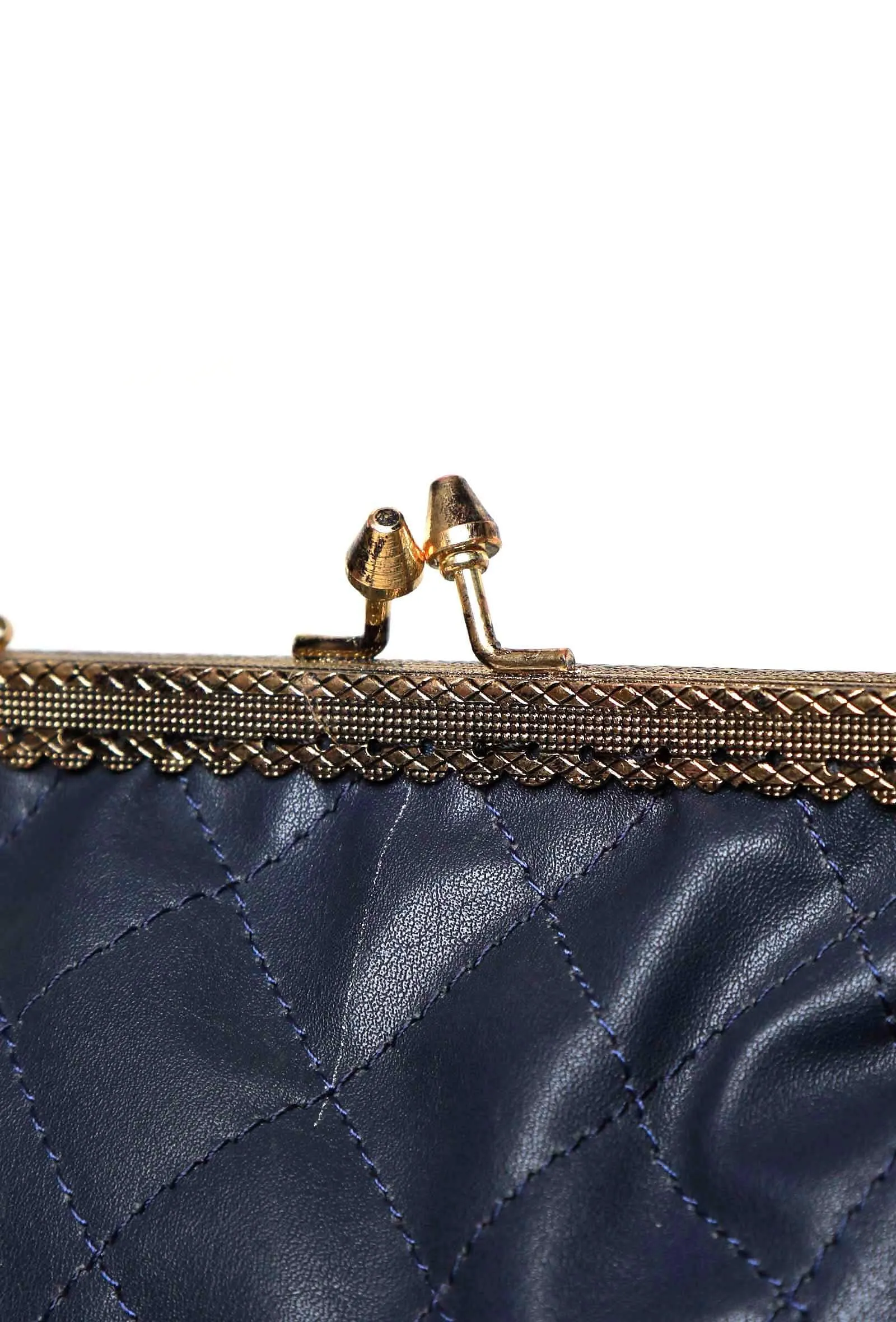 Navy Quilted Cruelty-Free Leather Bag