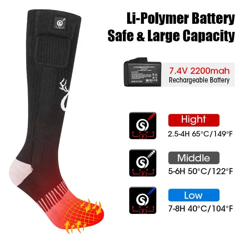 Savior Men Women 7.4V Battery Heated Socks For Outdoor Enthusiasts