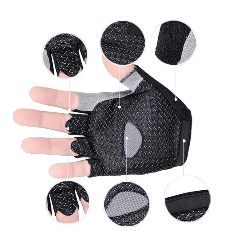 Summer Men Women Fitness Gloves Gym Weight Lifting Cycling Yoga Training Thin Breathable Antiskid Half Finger Gloves, Size:S(Black)