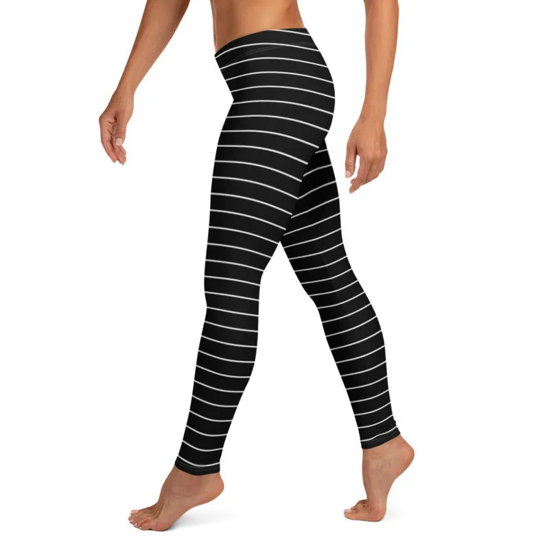 Thin Striped Black leggings, Capris and Shorts