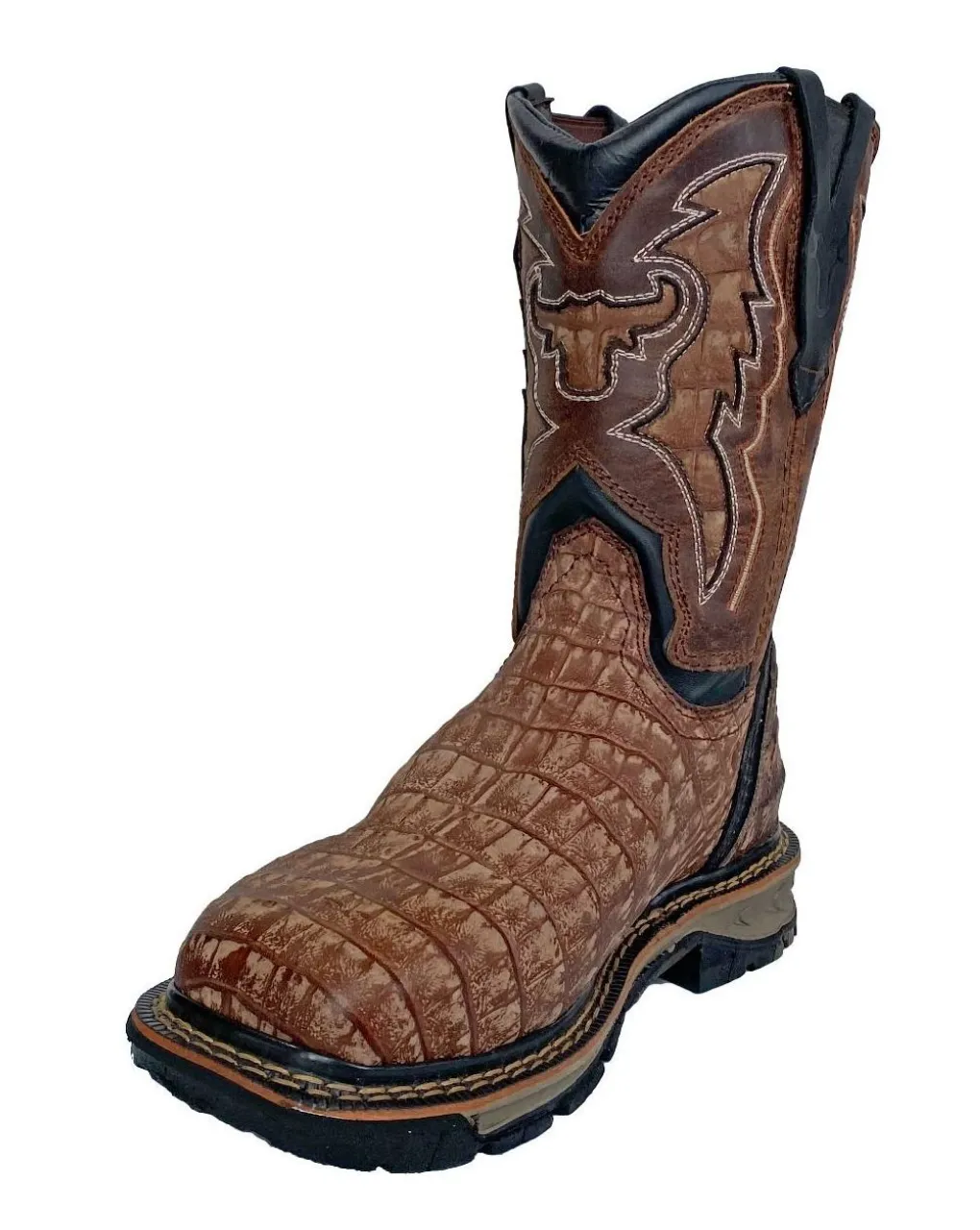 TRB1-STL - Toro Bravo Men's Steel Toe Work Boot - Imitation Caiman