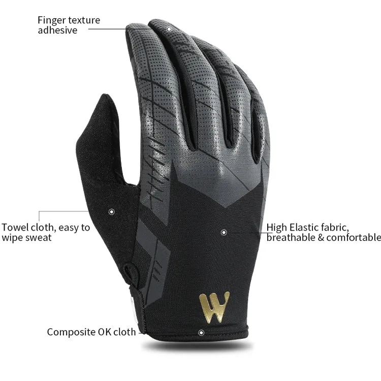 WEST BIKING YP0211207 Riding Full Finger Gloves Road Bike Mountain Bike Locomotive Shock Absorber Gloves, Size: XL(Black)