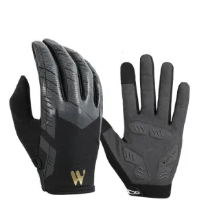 WEST BIKING YP0211207 Riding Full Finger Gloves Road Bike Mountain Bike Locomotive Shock Absorber Gloves, Size: XL(Black)