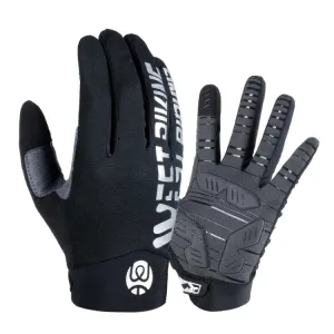 WEST BIKING YP0211214 Long Finger Shock Absorption Non-Slip Touch Screen Gloves Cycling Sports Gloves, Size: M(Black)