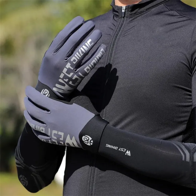 WEST BIKING YP0211214 Long Finger Shock Absorption Non-Slip Touch Screen Gloves Cycling Sports Gloves, Size: M(Black)