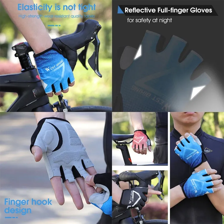 WEST BIKING YP0211215 Riding Gloves Summer Half Finger Breathable Outdoor Cycling Gloves, Size: L(Blue)