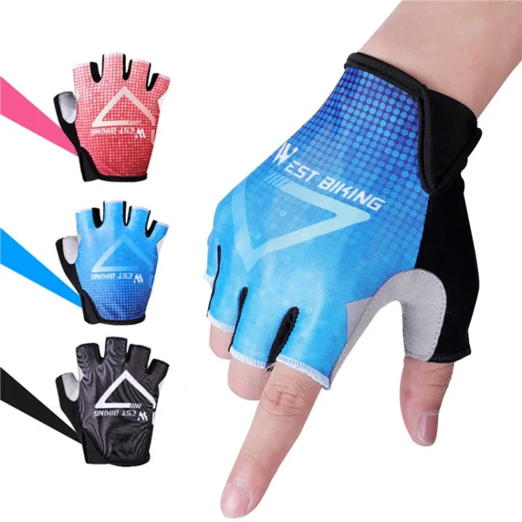 WEST BIKING YP0211215 Riding Gloves Summer Half Finger Breathable Outdoor Cycling Gloves, Size: M(Blue)