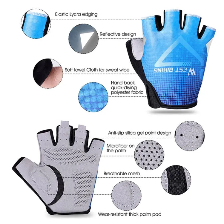 WEST BIKING YP0211215 Riding Gloves Summer Half Finger Breathable Outdoor Cycling Gloves, Size: M(Blue)