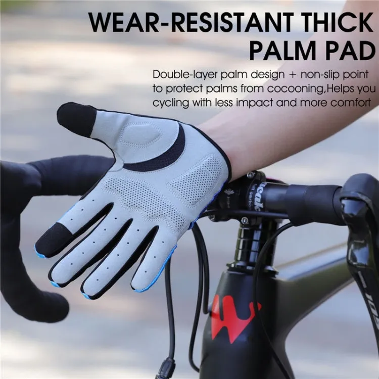 WEST BIKING YP0211216 Riding Gloves Bike Shock Absorption Touch Screen Full Finger Glove, Size: M(Blue)