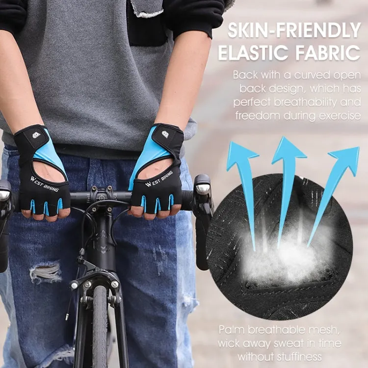 WEST BIKING YP0211217 Cycling Breathable Silicone Palm Gloves Fitness Training Wrist Guard Sports Gloves, Size: M(Black Blue)