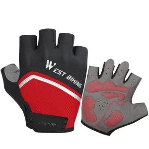 WEST BIKING YP0211222 Bicycle Riding Shock-Absorbing Half-Finger Gloves, Size: M(Black Red)