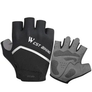 WEST BIKING YP0211222 Bicycle Riding Shock-Absorbing Half-Finger Gloves, Size: M(Black)