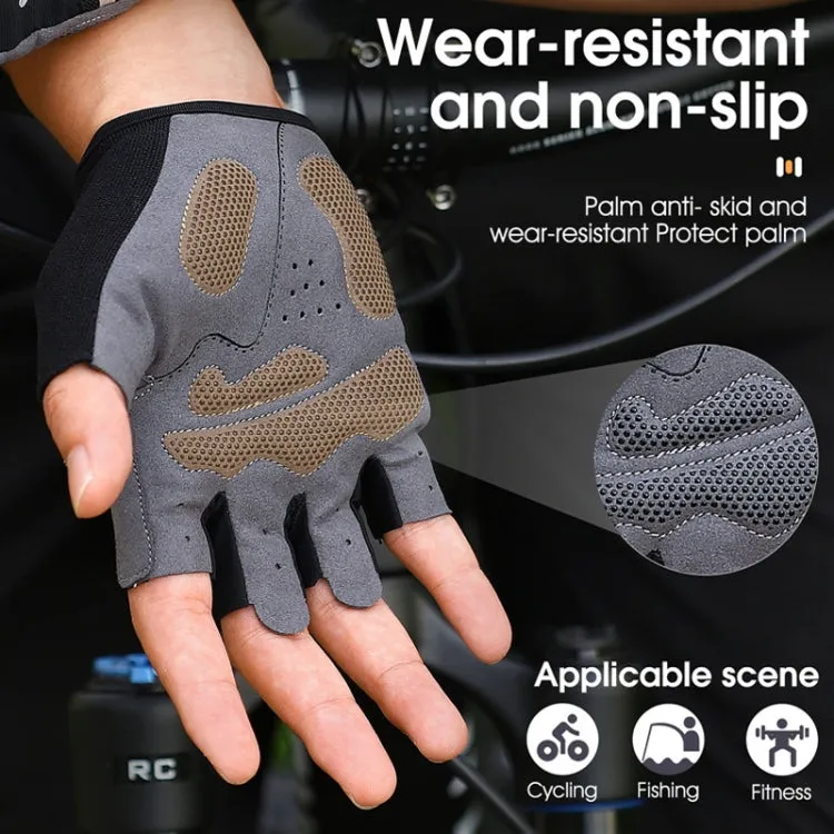 WEST BIKING YP0211222 Bicycle Riding Shock-Absorbing Half-Finger Gloves, Size: M(Black)